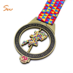 Design your own sport marathon running finisher Zinc alloy medal with lanyard