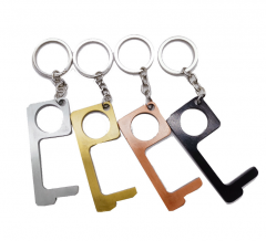 Custom logo metal bottle opener no touch EDC keychain