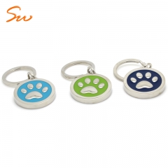 Custom Design Dog Paw Keychain Metal Round Keychain