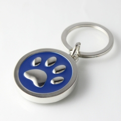 Custom Design Dog Paw Keychain Metal Round Keychain