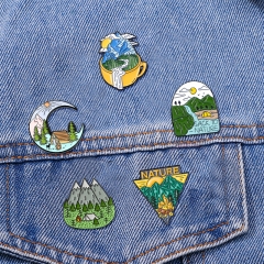 Surewin Crafts Outdoor Scenery Nature View Hard Soft Enamel Pins Custom Fashion Clothing Tent Camping Potion Metal Pins Badges