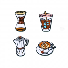 Surewin Crafts Custom Cute Cup Shape Metal Lapel Pins Ice Coffee Enamel Pins Soft Enamel Hard Enamel Pins
