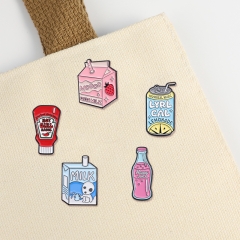 Surewin Crafts Custom Cute Cartoon Drink Accessory Milk Tea Lapel Pins Coffee Juice Cup Shape Soft Hard Enamel Pins Badges