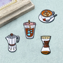 Surewin Crafts Custom Cute Cup Shape Metal Lapel Pins Ice Coffee Enamel Pins Soft Enamel Hard Enamel Pins
