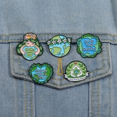 Surewin Crafts Custom Design Save the Earth Lapel Pins Soft Enamel Pin Badges with Butterfly Clutch