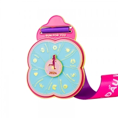 Medal Manufacturer Custom Personalized Awards and Trophy Metal Pink Color Spinning Running Race Medal
